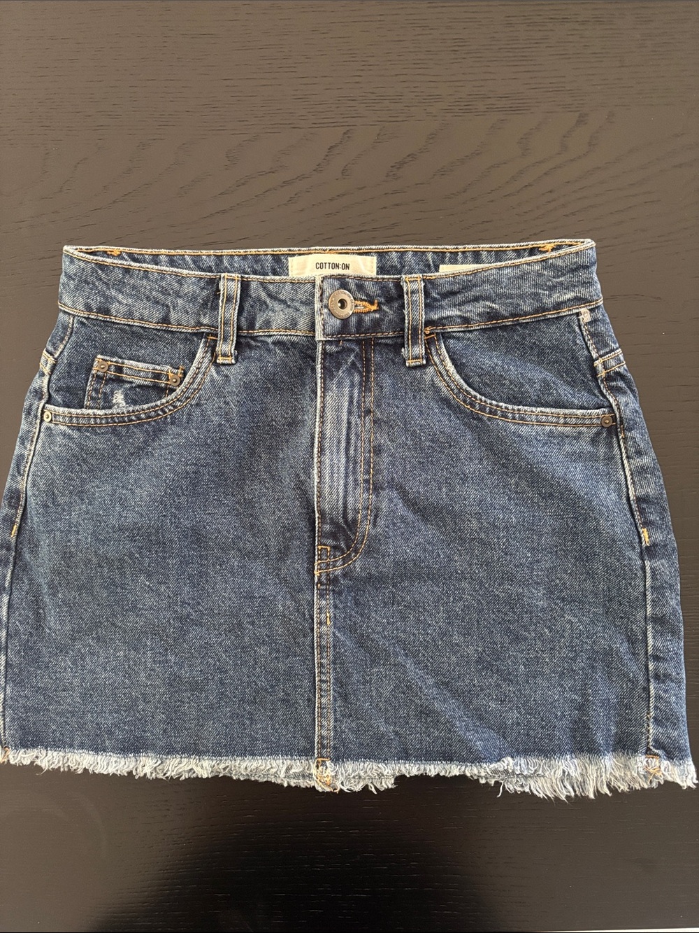 NWOT Cotton On Blue Denim Frayed Hem Mini Skirt